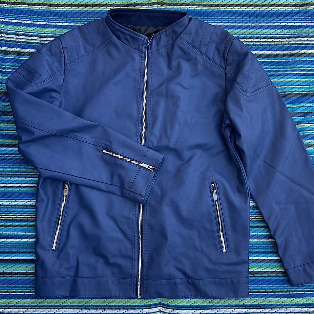 Denzell Leather Men’s Moto jacket - gorgeous cobalt blue